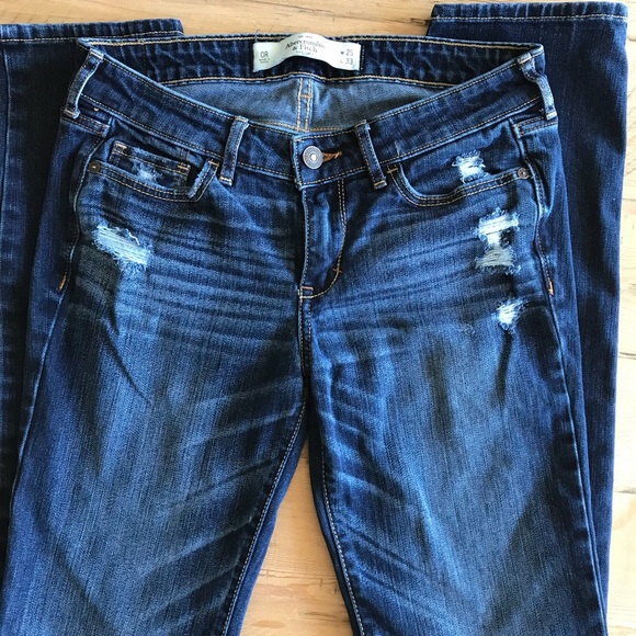 Abercrombie & Fitch Dark Distressed Skinny Jeans - Picture 5 of 8